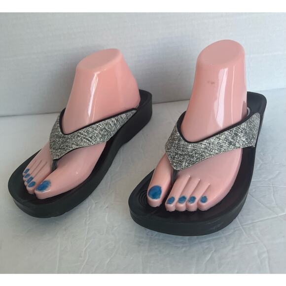 AEROTHOTIC Original Orthotic Comfort Thong Sandal Flip Flops Gray Straps Sz 9 - Picture 1 of 13